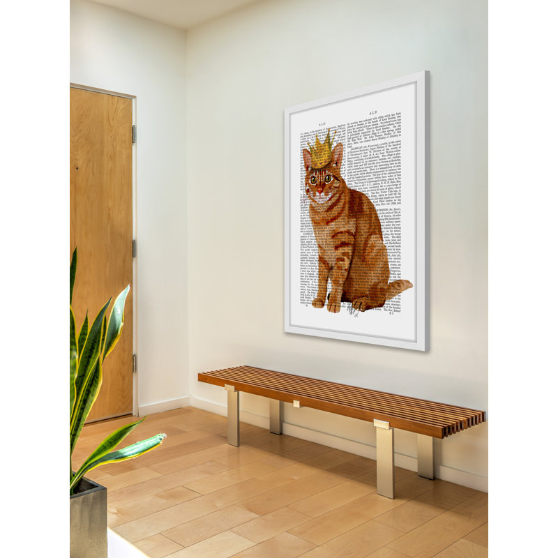 « gingembre chat couronne », reproduction d’art encadrée, H 24 po x l 16 po