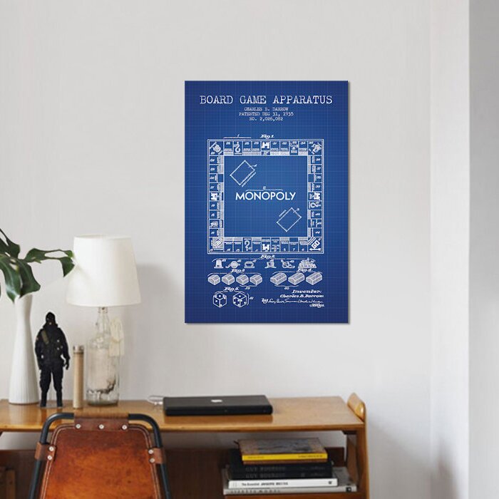 Bless international C. Cecchetti Table Soccer Patent Sketch (Blue Grid) by  Aged Pixel Gallery-Wrapped Canvas Giclée