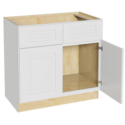 Gallery Express Ellison Plywood Assembled 33 in W X 24 in D X 34.5 in H Sink Base Kitchen Cabinet with Soft Close in White