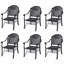Chaise de patio en aluminium coulé 6 pièces avec cadre noir et coussins rouges-203116161