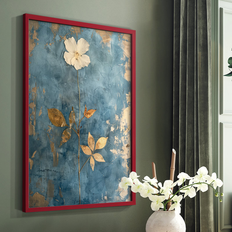 FLORAL Series XLIV - reproduction encadrée de qualité supérieure - prête à être accrochée - aucun clou requis, Rouge