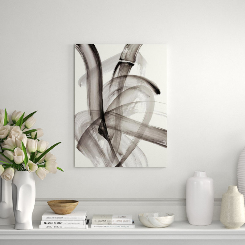 Motion In Gray II Painting by Janice Sadler, 32" H x 24" W x 1.5" D, Image Brush Gel