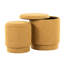 Tissu jaune avec esthétique moderne, couvercles amovibles pour la fonction de rangement, rembourrage en mousse pour une expérience confortable, deux repose-pieds, aucun assemblage requis, capacité de 250 lb, utilisation à l'intérieur, largeur de 14,6 po