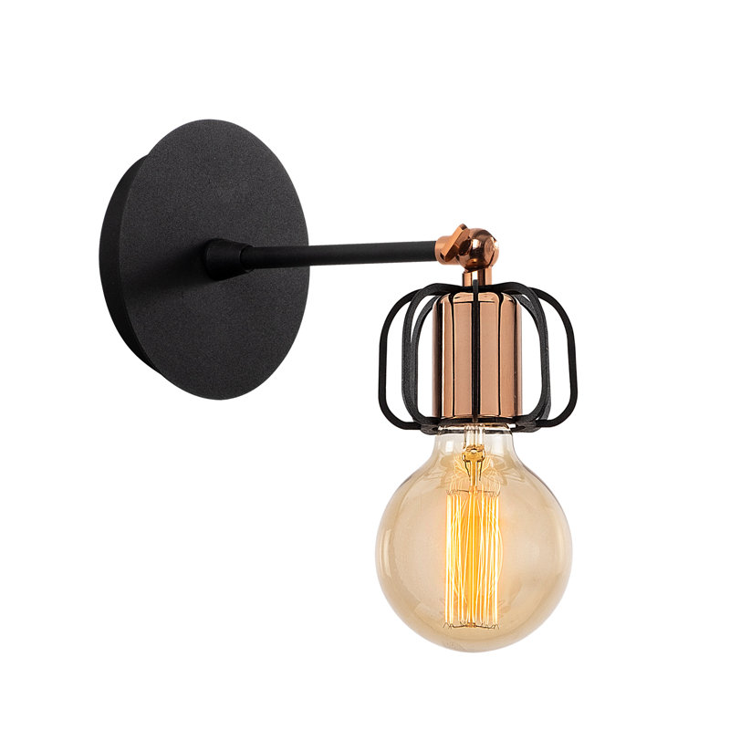 Lampe murale industrielle, structure en fer noir, 4,0 x 5,5 x 10,6 pouces | Douille E27, 40 W maximum | Homologué IP20, conception durable, parfaite pour la maison ou le bureau | Élégant fini uni, plaque de base compacte de 4,7 po