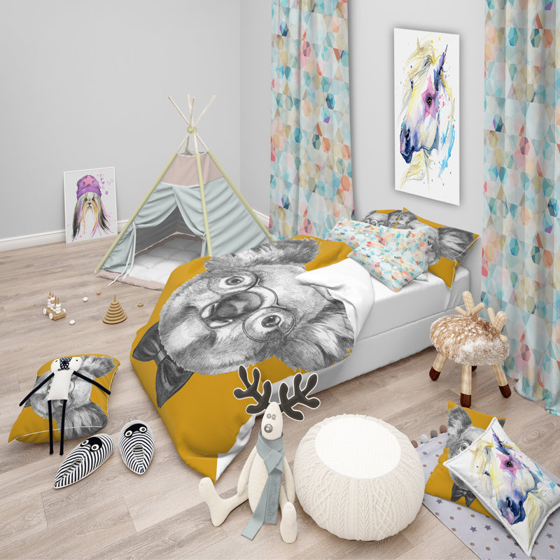 Ensemble de housse de couette moderne et contemporaine, Housse simple + 1 taie décorative