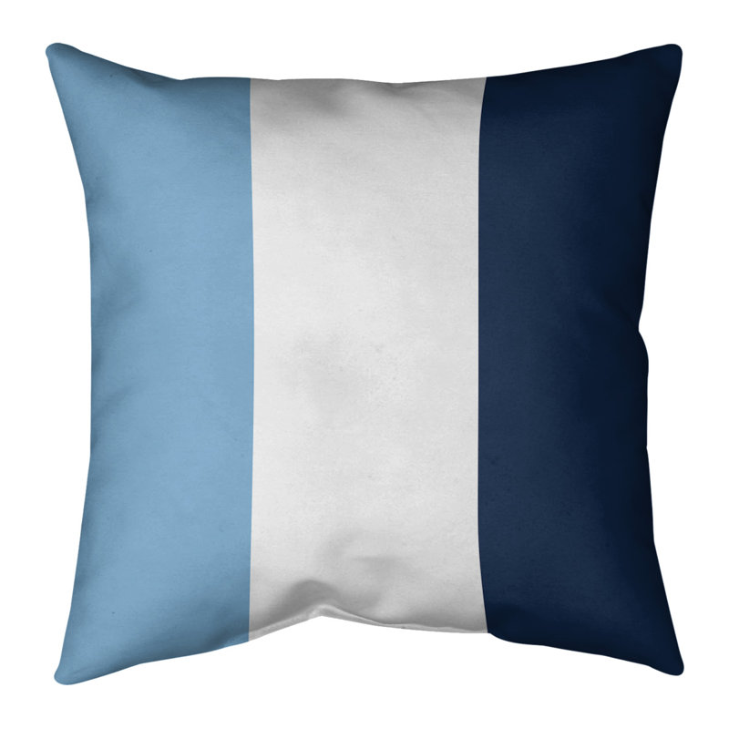 Oreiller suède de caroline du nord, 20 po x 20 po, Bleu bébé / blanc / bleu marine