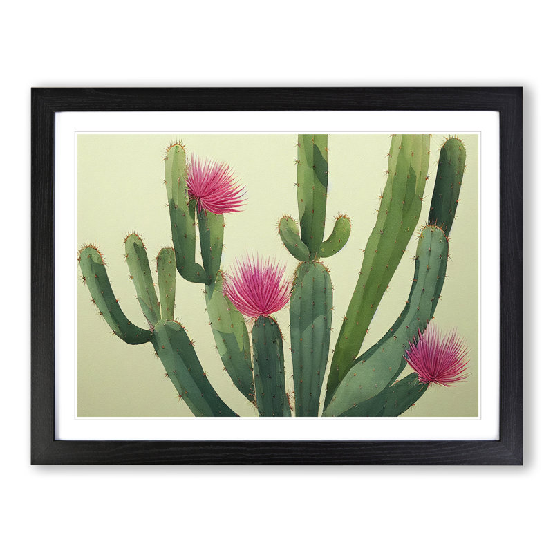 XH1022-8329X Stimulating Cactus - Single Picture Frame Painting, 46cm H x 64cm W x 2cm D, Black
