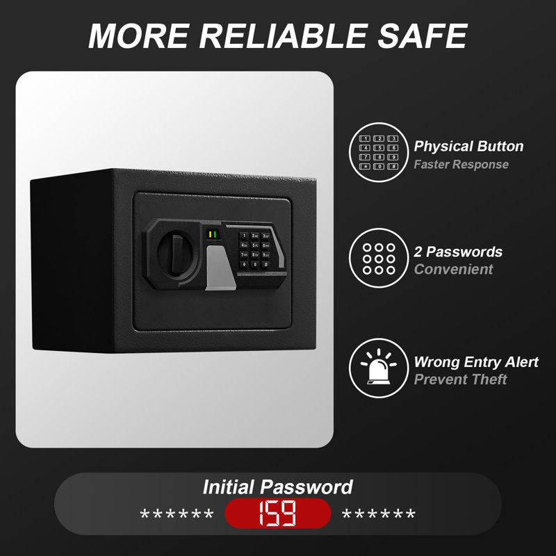 Black Solid Steel Electronic Digital Security Safe Box