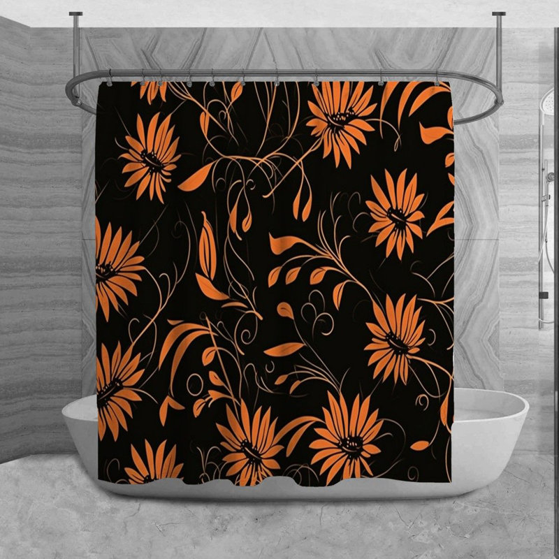 Motif floral de rideau de douche_5998, H 84 po x l 70 po