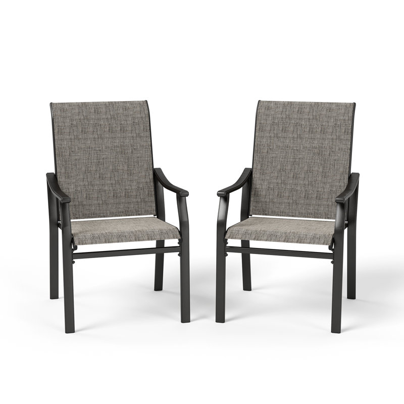 All-Weather Outdoor Sling Dining Chair with Steel Frame, No