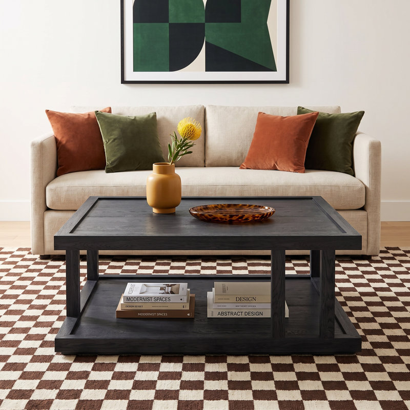 Neli Single Coffee Table, Drifted Matte Black Veneer