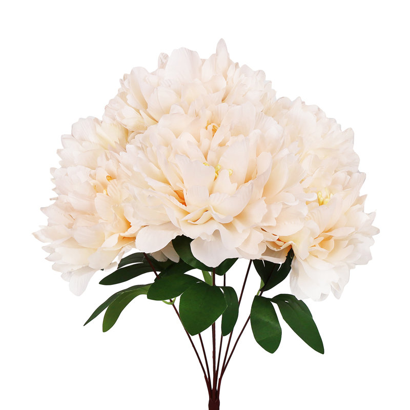 Artificial Hybrid Peony Flower Stem Bush Bouquet, Pêche