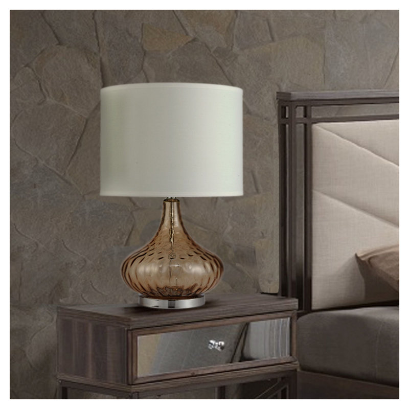 Lampe de table 24,5 "en verre" Courtney ", verre et chrome argenté, Brun