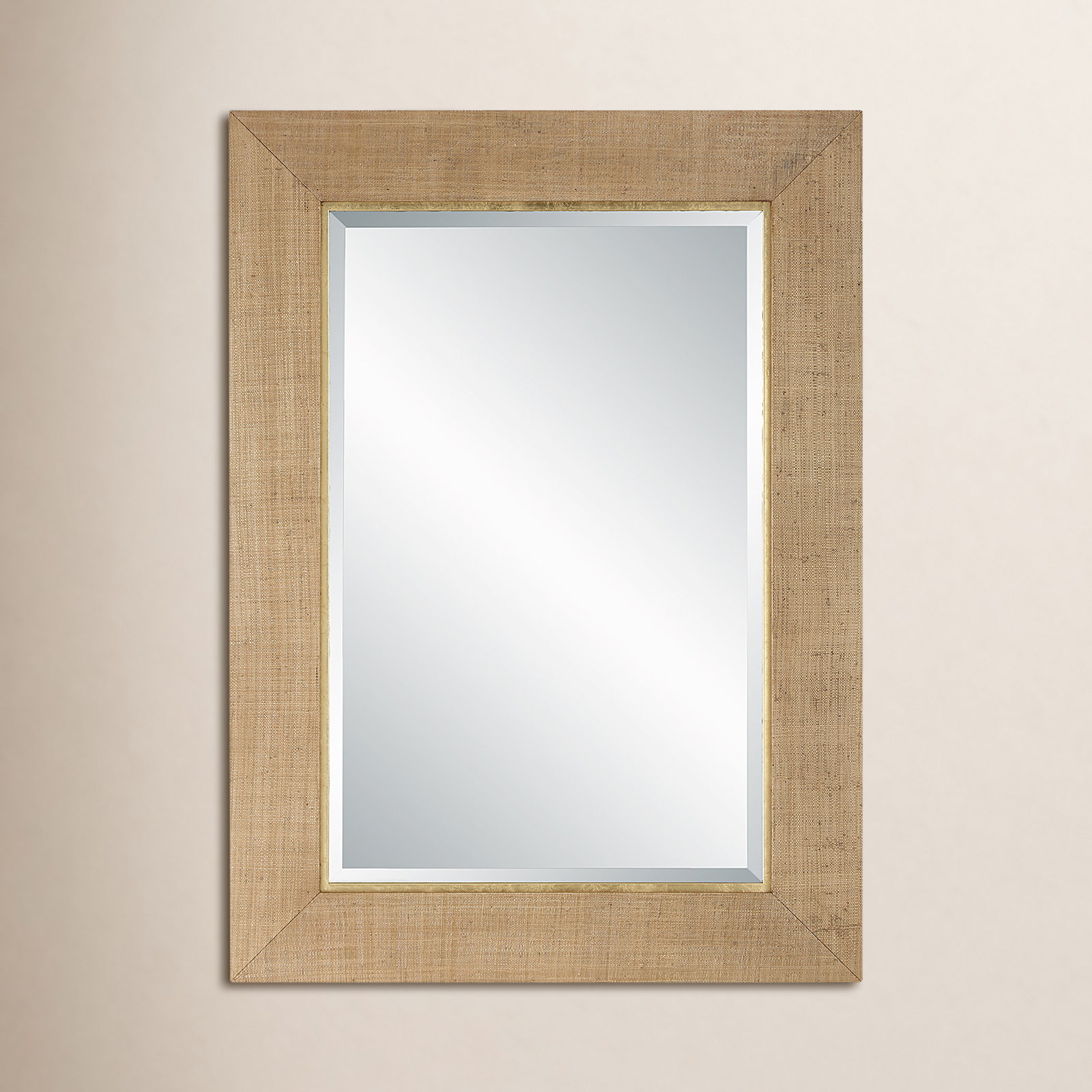 32" Grasscloth Accent Mirror