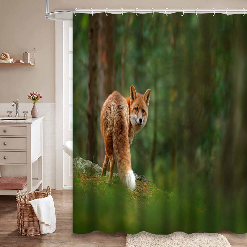 Rideau de douche avec 12 crochets Fox Forest, L 72 po x l 72 po