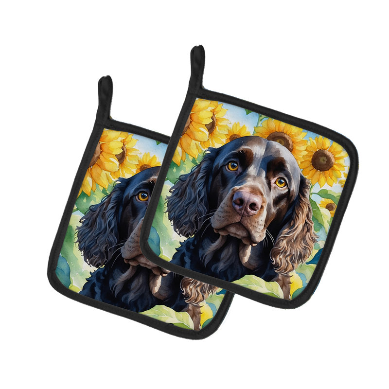 Caroline's Treasures In Sunflowers Floral Polyester Potholder Set