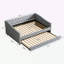 Lit de jour double avec couchette simple, dossier capitonné et accoudoirs ondulés en gris clair, parfait pour le confort et le style-118053588-118053589