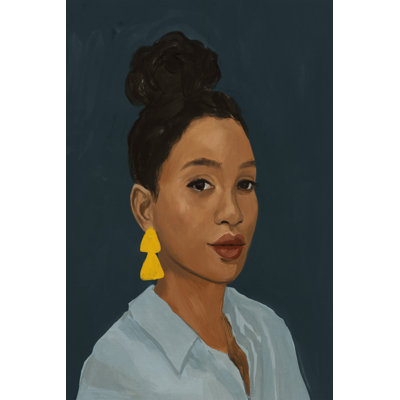 La figure dans une boucle d'oreille jaune par Victoria Barnes - peinture sur toile tendue