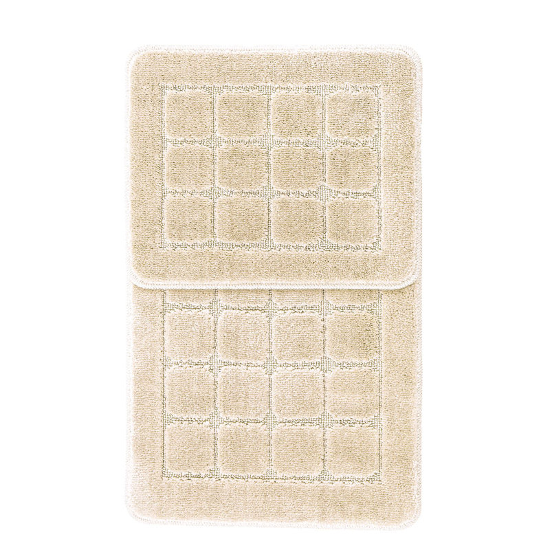 Premium Bathmat Set (2 Pieces), Cream Color, 19.7 x 31.5 inches & 15.7 x 19.7 inches | 100% Polypropylene, 1350 g/m², 0.5 mm Pile & Sponge Height | Non-Slip Natural Latex Sole, Machine Washable, Soft & Durable