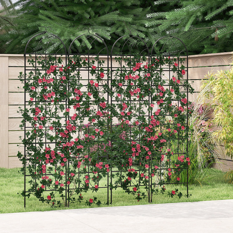 Ensemble de 2 treillis de jardin en métal pour plantes grimpantes, ensemble de 2 panneaux de treillis de style rétro de 87 po de hauteur