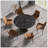 53.15"Modern Artificial Stone Round Black Carbon Steel Base Dining Table-Can Accommodate 6 People-377191875