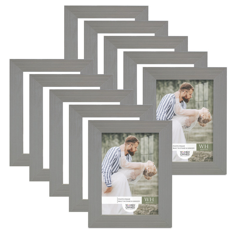 Ensemble de 10 cadres muraux en bois 10 pièces 4 po x 6 po, Gris, 3 po x 4 po
