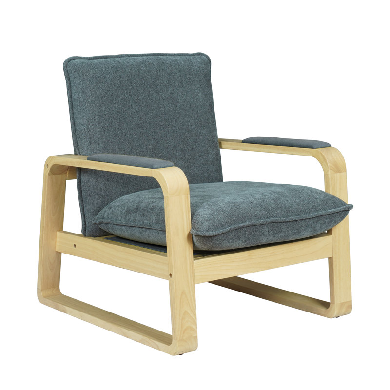 Fauteuil rembourré Lizzie, Chenille gris argenté
