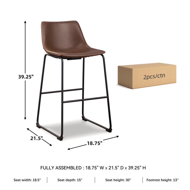 Ashtin Upholstered Counter Stool with Metal Frame, Bar Stool (28.75” Seat Height), Brown