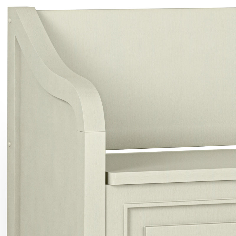 Antique White Solid Wood Entryway Storage Bench with Flip-Top Lid