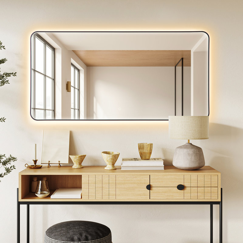 Miroir de salle de bain Digo, Noir mat, 30 po x 60 po