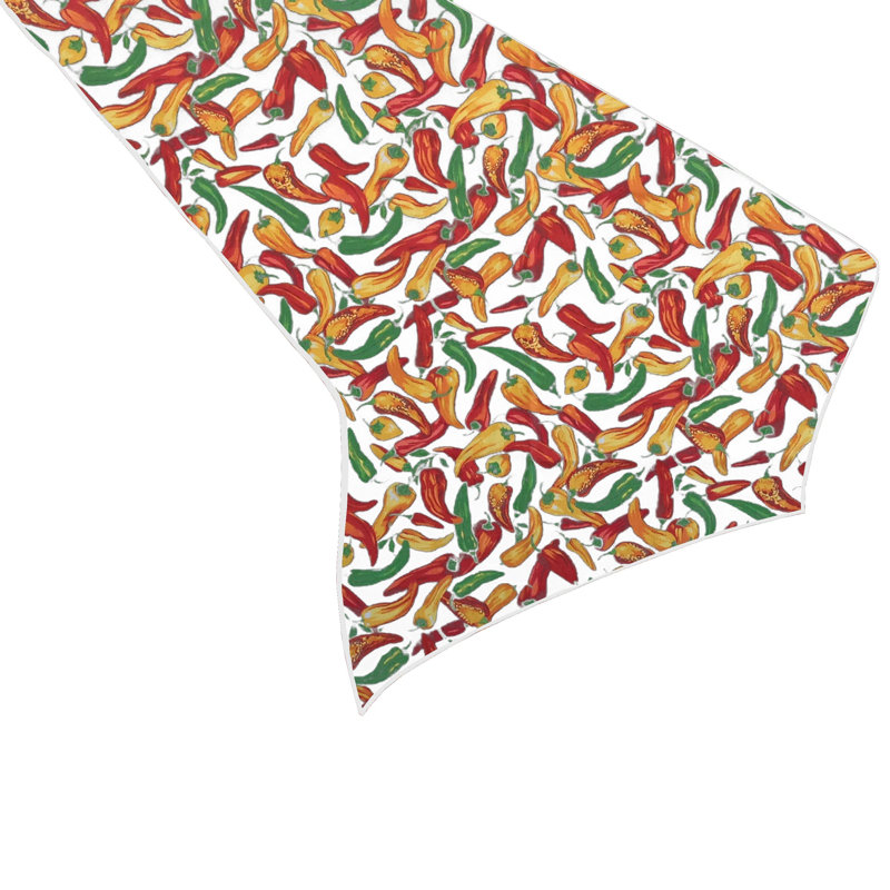 Chili Pepper Print Taffeta Table Runner, 108" L x 12" W