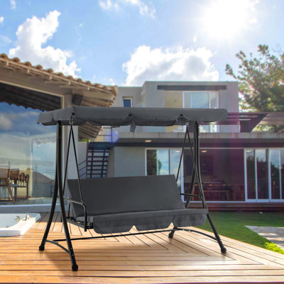 Kristinia Patio Swings with Weather Resistant  Adjustable Canopy, Reclining Outdoor Porch Swing