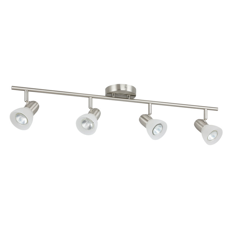 Brushed Nickel 4-Light Modern Track Lighting with Glass Shades