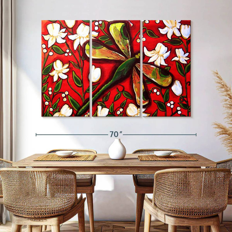 Dragonfly On Red, 42" H x 65" W