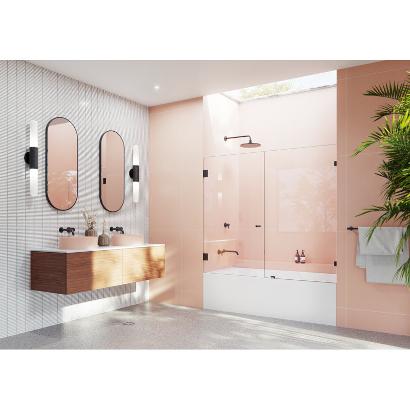 Illume 64.75 in. x 58.25 in. Fully Frameless Hinge Bathtub Door, Matte Black