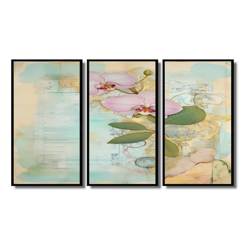 Kittrell - ensemble de décoration murale orchidée, H 28 po x l 36 po, Noir, noir, noir, noir