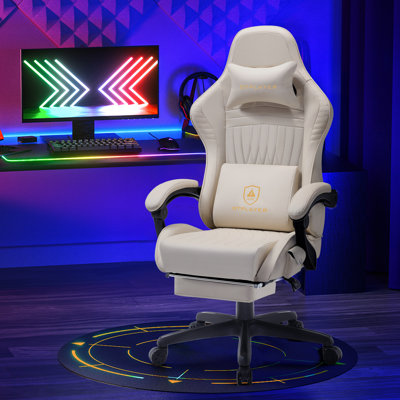 Gaming Chair, Computer Chair with Footrest and Bluetooth Speakers, High Back Ergonomic Gaming Chair, Reclining Gaming Chair with Linkage Armrests for Adults
