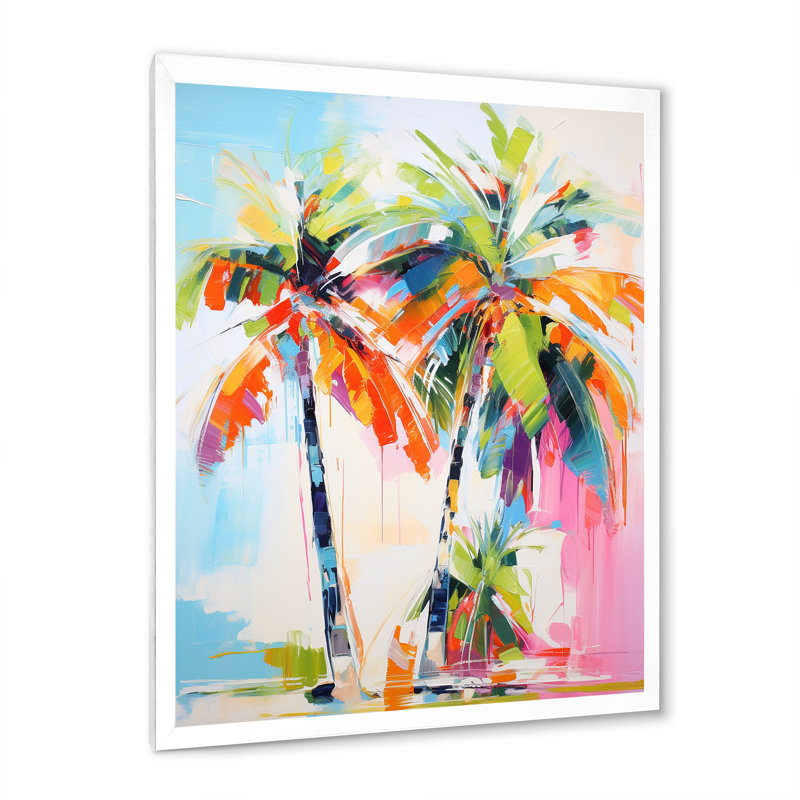 Colell Palm Trees Palm IV sur toile, Cadre photo blanc, H 32 po x l 24 po x P 1 po