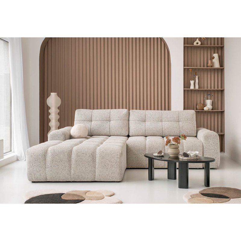 Sofa Bed, Light gray, Left -sided, 94cm H x 268cm W x 184cm D