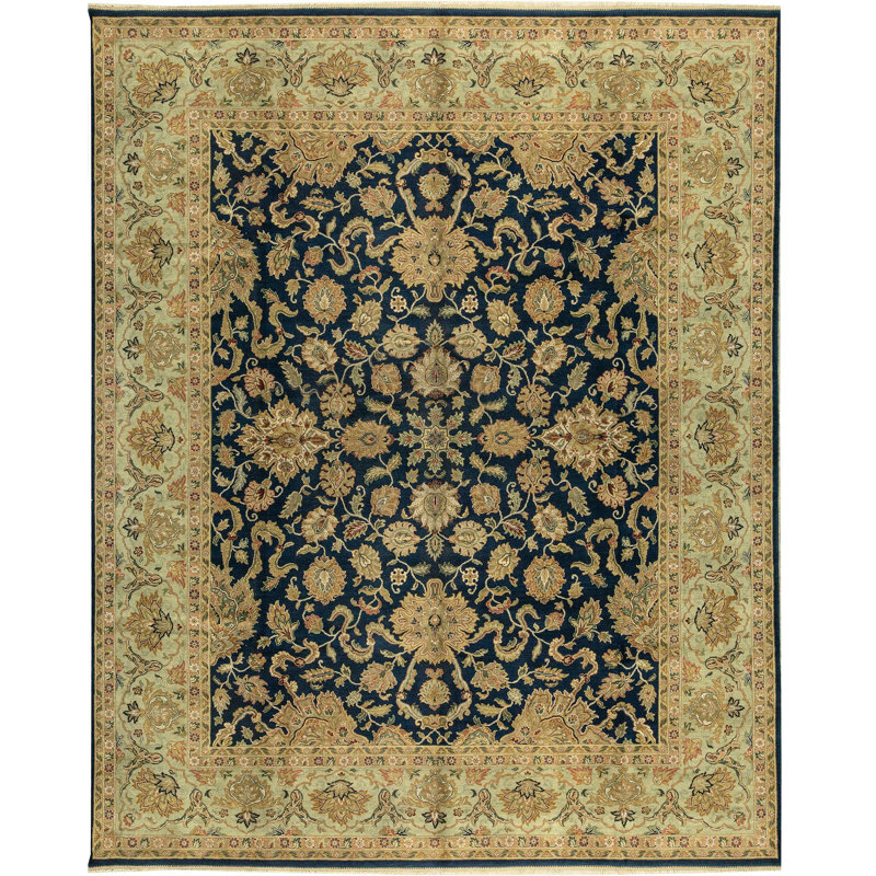 Mughal Wool Oriental Area Rug in Beige/Black