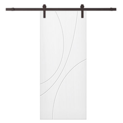 Hollow Paneled Painted without Installation Hardware Kit Barn Door