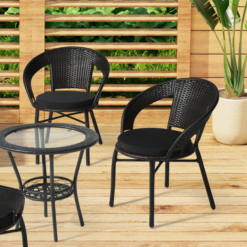 Patio Dining Chair Cushion, Black, 18" W x 18" D