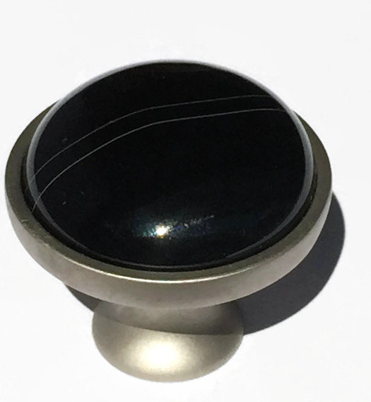 Mushroom Knob, Satin Nickel/Black
