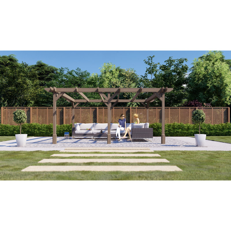 Baukea Solid Wood Pergola, Rustic Brown, 13.78 ft x 5.91 ft