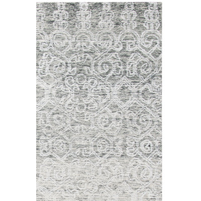 Tapis géométrique en laine / viscose / coton touffeté à la main Ildo