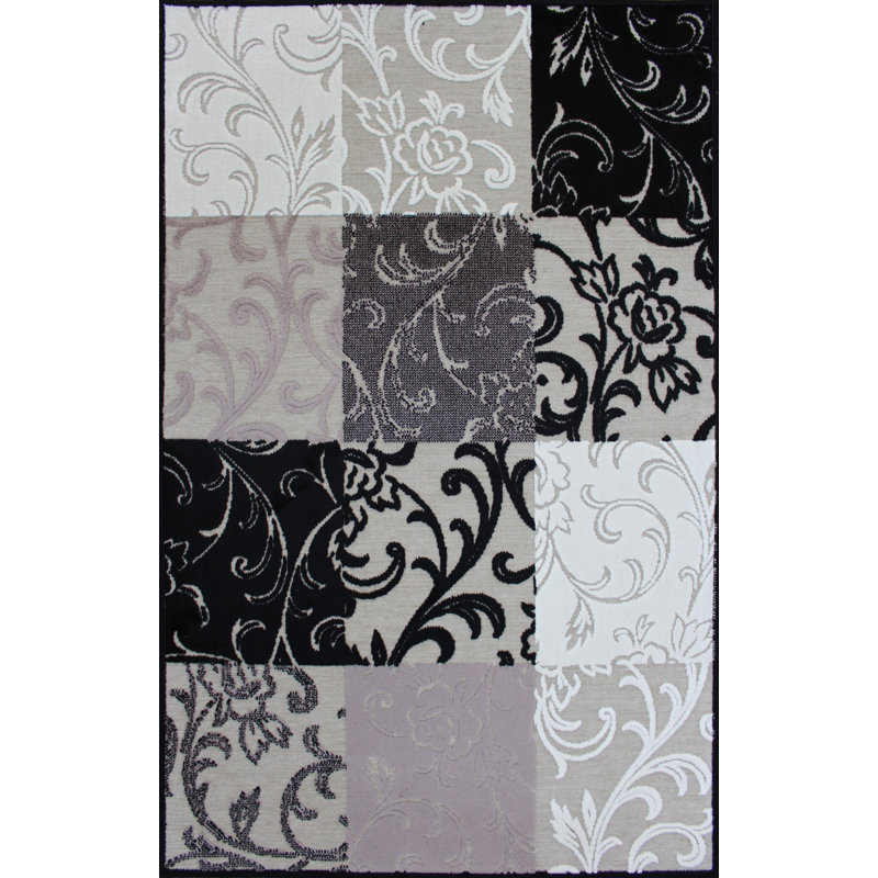 Tapis décoratif gris à motifs géométriques Hannah