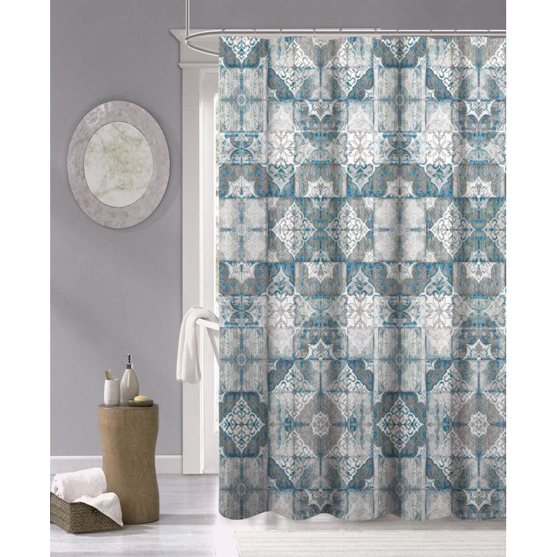 Lakefield Cotton Geometric Shower Curtain
