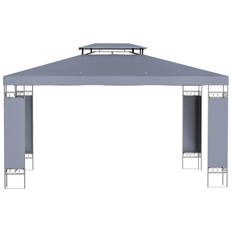Gray 13' x 10' Steel Frame Patio Gazebo with Double Vented Roof