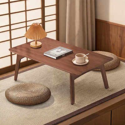 This Japanese-Style Low Table Is Made Of Walnut-Colored Bamboo. It Is Foldable And Portable, Requiring No Assembly, And Is Suitable For Dining, Office Work, And Study. Its Dimensions Are 26.2×16.2×12.4 Inches.