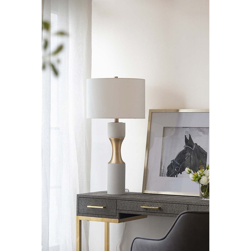 15x15x30" Cement With Metal  Table Lamp